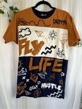 Fly Life Graphic Short Sleeve Tee - Brown/Navy